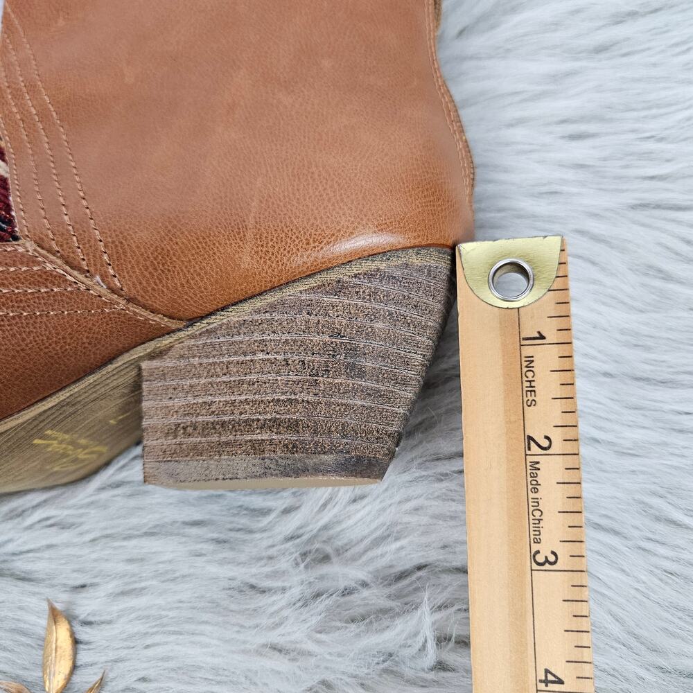 Sbicca Ankle Boots 7 Tan Leather Embroidered Tribal Boho Western Festival Desert - Picture 12 of 13